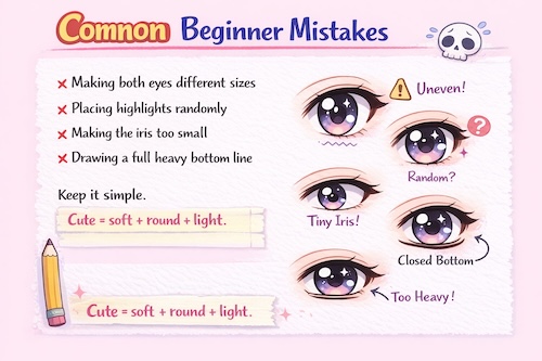 Learn how to draw cute anime eyes easy with this simple step by step guide. Perfect for beginners who want big, sparkly, adorable anime eyes.