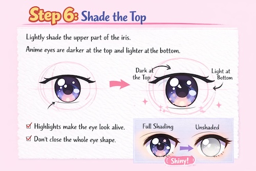 Learn how to draw cute anime eyes easy with this simple step by step guide. Perfect for beginners who want big, sparkly, adorable anime eyes.