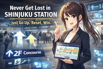 Tired of getting lost at JR Shinjuku Station? Stop memorizing shortcuts. Learn the “Perfect Floor” method — a simple 2F recovery rule that resets your navigation instantly. A rational, tourist-proof survival guide.